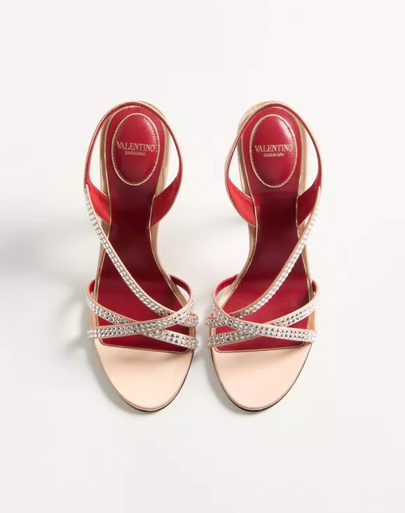 Valentino Dans Le Foyer Satin Sandal With Crystals 105Mm - Image 4